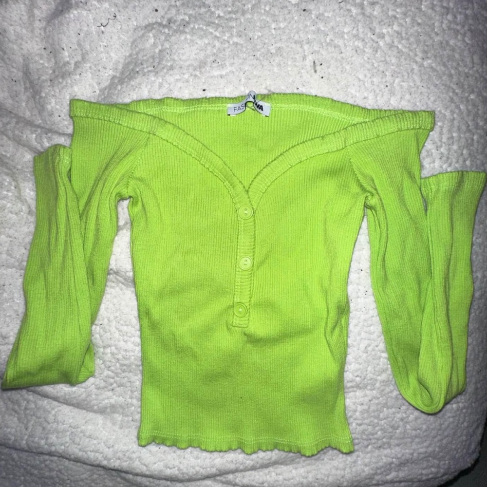 Fashion Nova Lime Green Off-Shoulder Top